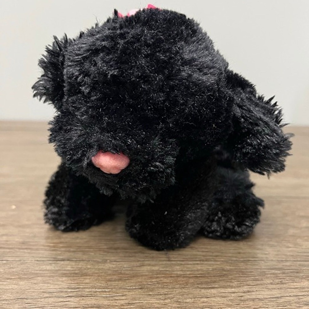 Dan Dee Black Puppy with Pink Heart Bow Plush